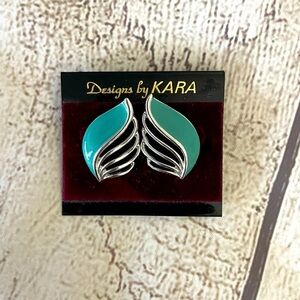 Designs by Kara Women’s Silver and Turquoise Fashion Earrings